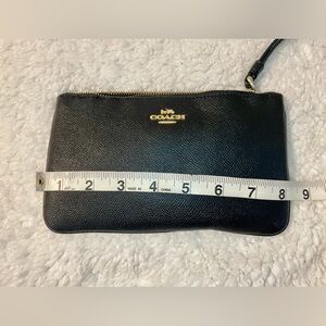 Coach Black Leather Wristlet with Gold Logo